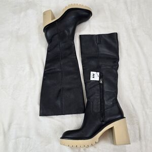 DOLCE VITA Corry H20 Lug-Platform Tall Knee-High Dress Boots Black Size 7